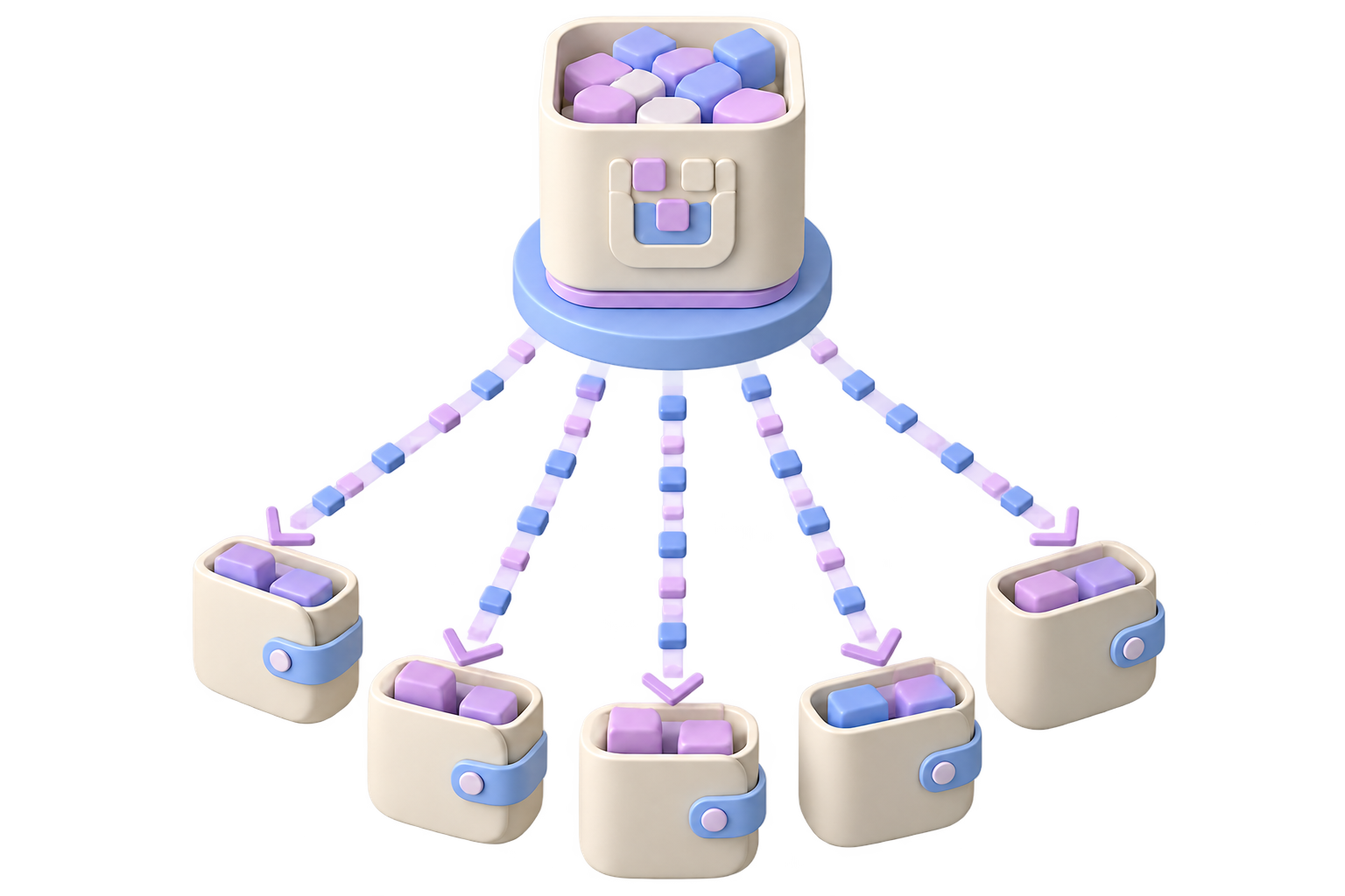Automated keeper distributing asset tiles proportionally to holder wallets