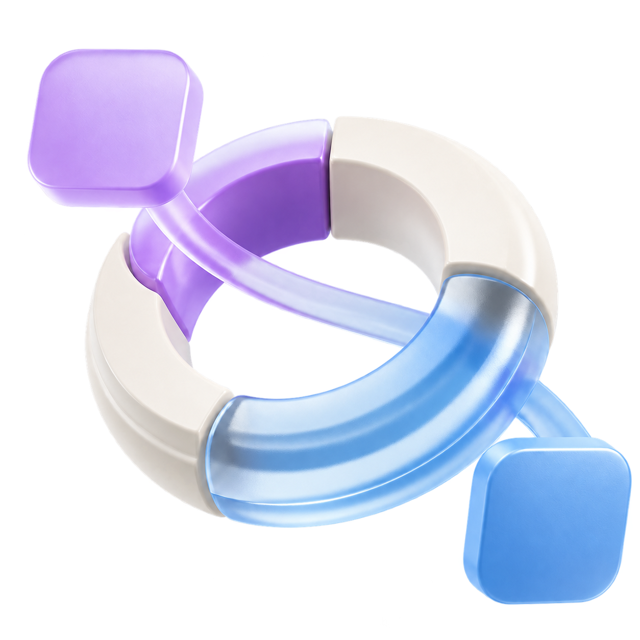 Sculptural liquidity ring showing two assets trading through the v4 pool